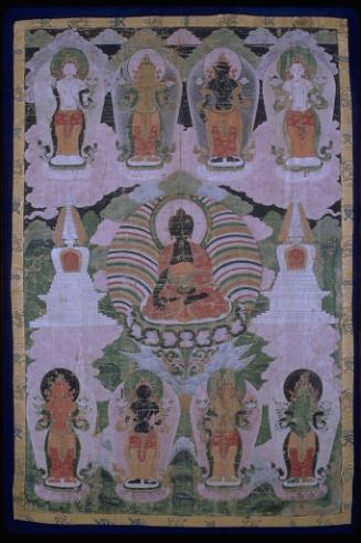 The medicine Buddha Bhaishajya-raja with eight bodhisattvas