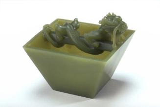 Square cup with a dragon