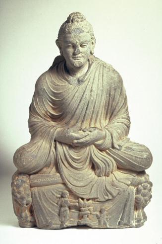 Seated Buddha with fire altar