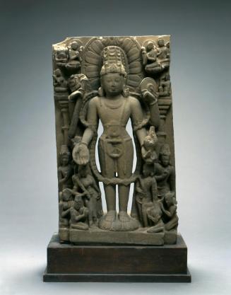 The Hindu deity Vishnu with attendants
