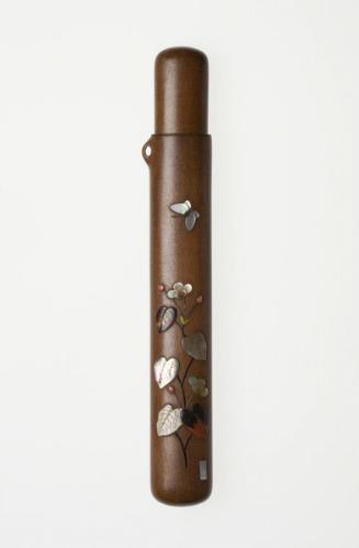 Pipe case (musozutsu type) with design of butterfly and flowers