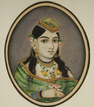 A courtesan of Maharaja Sawai Ram Singh of Jaipur (reigned 1835-80) dressed for the spring festival