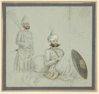 Maharana Sarup Singh of Mewar (reigned 1842-1861) with an attendant