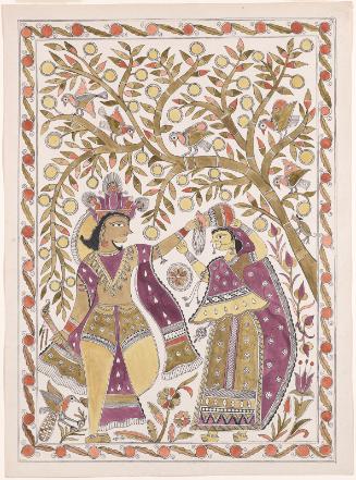 Radha and Krishna under a kadamba tree