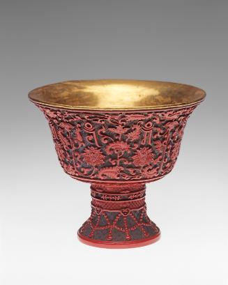 Stemmed cup with carved patterns