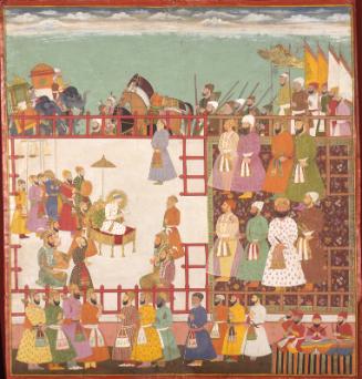 The Mughal emperor Aurangzeb holding audience