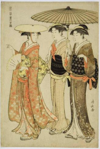 Woman on an outing with two female attendants
