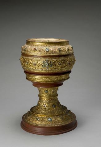 Ceremonial alms bowl on stand