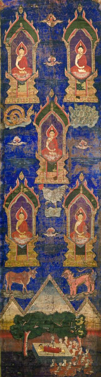 Five Buddhas of the past, present, and future, and the death of the Buddha