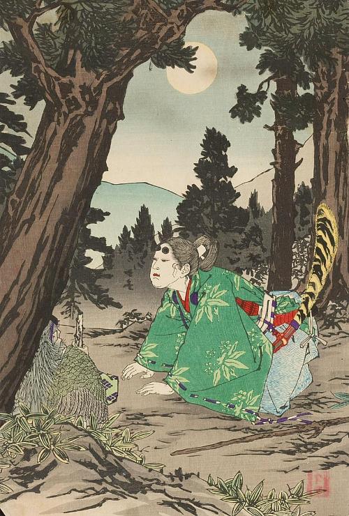 Young prince is listening to music in the woods