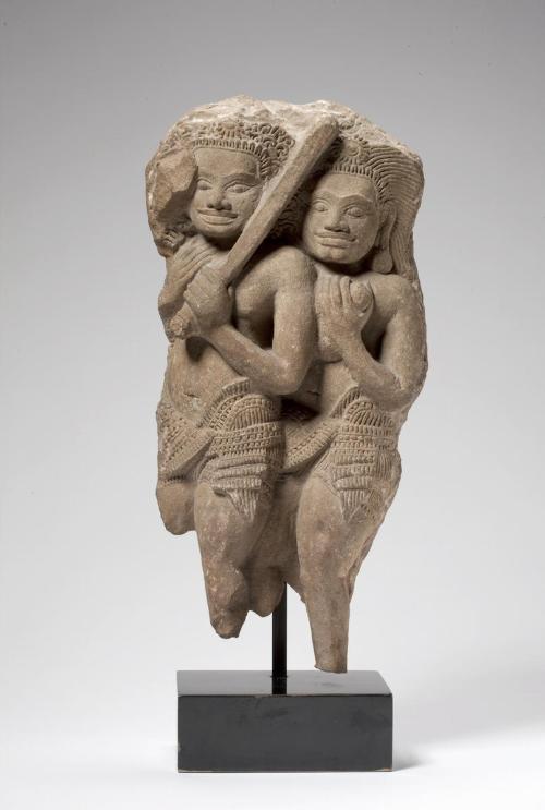 A fragment of a relief showing two warriors