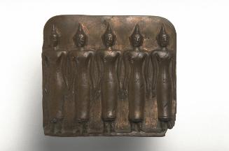 Plaque with five standing Buddhas