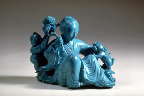 Woman with boy and puppy