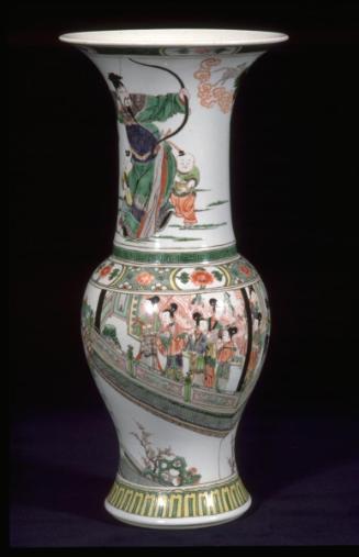 Beaker vase depicting Zhang Xian, the protector of children