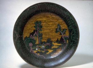 Large dish with landscape decoration