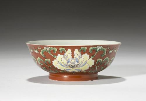 Shallow bowl with peonies (Pair with B60P1769)