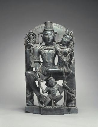 The Hindu deities Vishnu and Lakshmi on Garuda