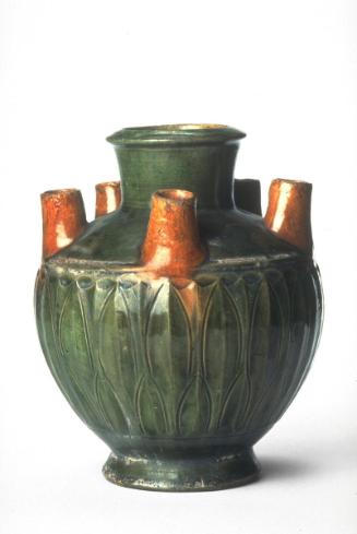 Vase with five tubes and incised lotus petals