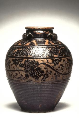 Four-handled jar with floral scrolls