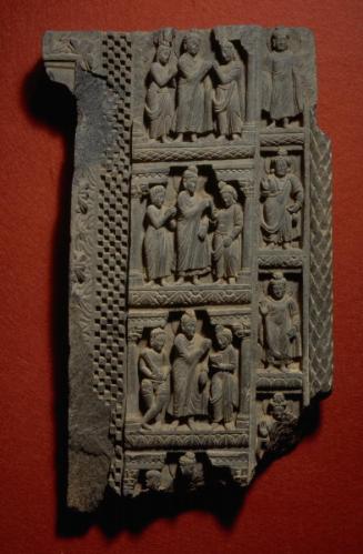 Architectural fragment with scenes from the life of the Buddha