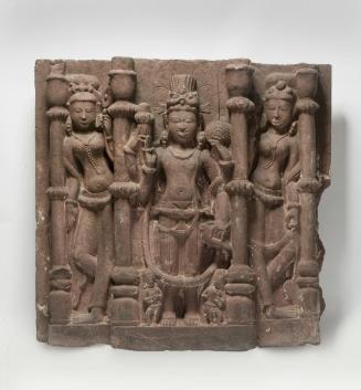 The Hindu deity Vishnu with attendants