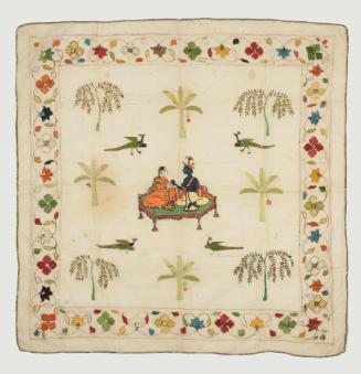 Rumal showing Krishna and Radha in a garden