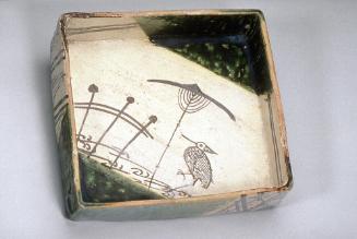 Square dish with bird design