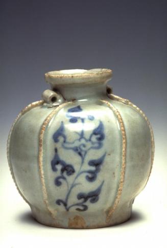 Small jar with floral sprays and beaded lines