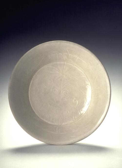 Dish with lotus design