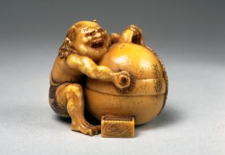 Oni (demon) polishing shrine bell
