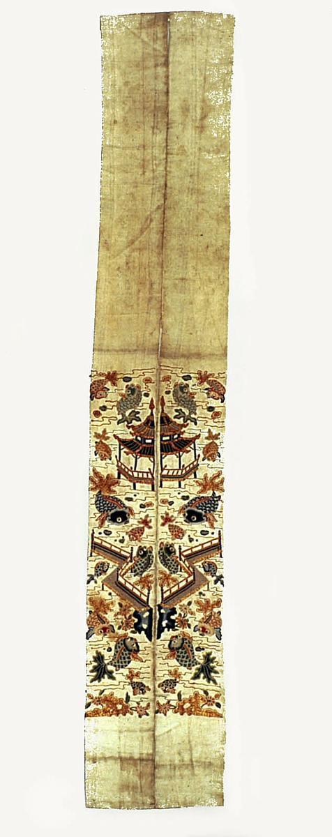 Sleeve band embroidered with goldfish in a pond, one of a pair