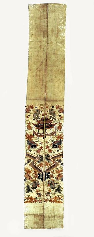 Sleeve band embroidered with goldfish in a pond, one of a pair