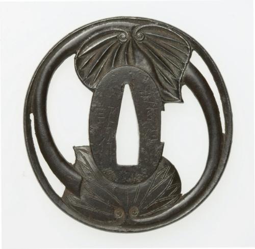 Sword guard with design of hollyhock leaves – Works – Asian Art Museum