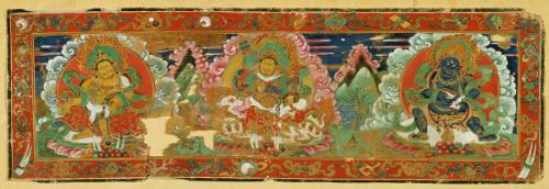 Manuscript cover with three Gods of Wealth