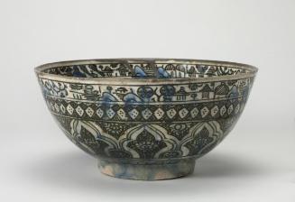 Deep bowl with landscape