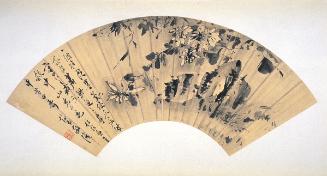 Chrysanthemum, Rock and Calligraphy