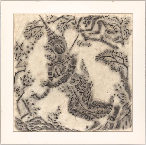 Sita attempts to hang herself, rubbing of a nineteenth-century relief at Wat Phra Chettuphon, Bangkok