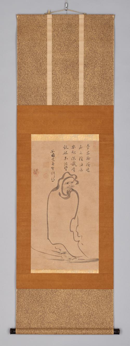 Bodhidharma (Daruma) crossing the Yangtze River on a reed