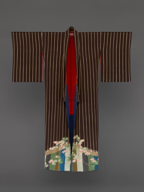 Kimono with bamboo and outdoor curtain design