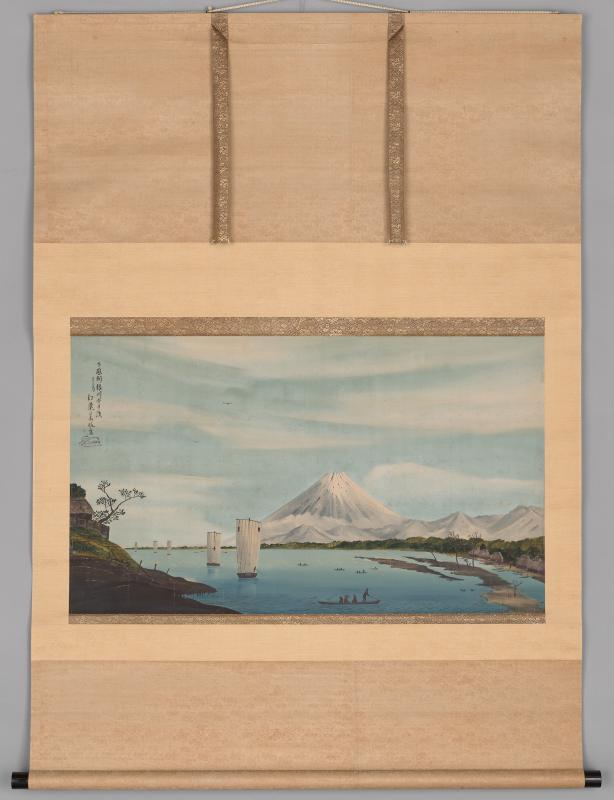 フェイシズインケイマン　絵画　ブルーリヴァード Mount Fuji Viewed from the Imai Ferry on the Tone River, Shimosa
