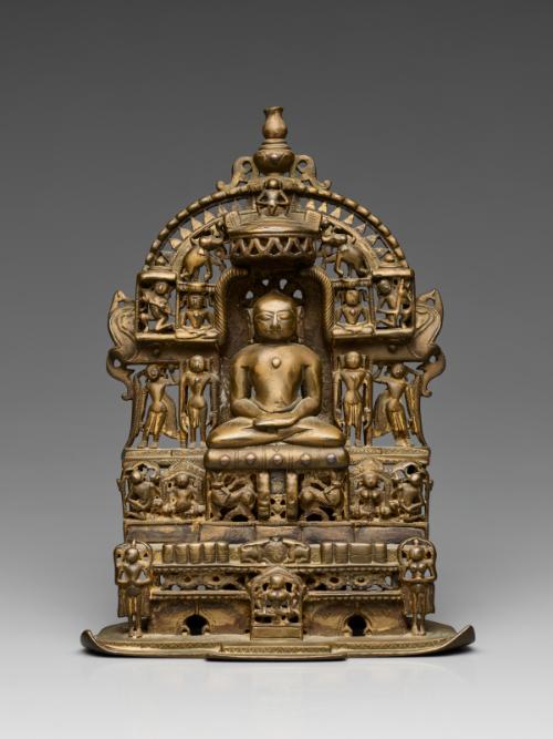Miniature shrine with Shantinatha and other Jain teachers