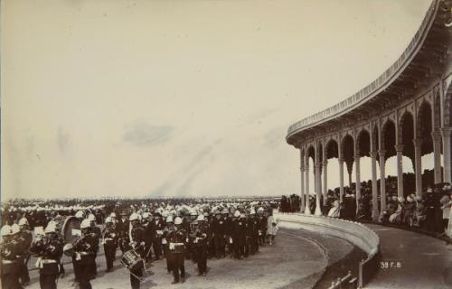 Ceremonial scene with marching band