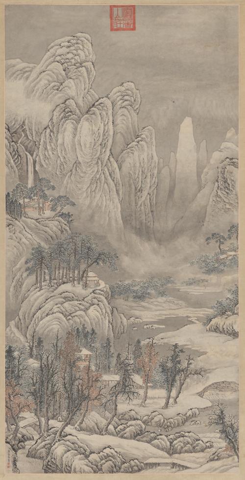 Mountain Peaks Covered in Snow