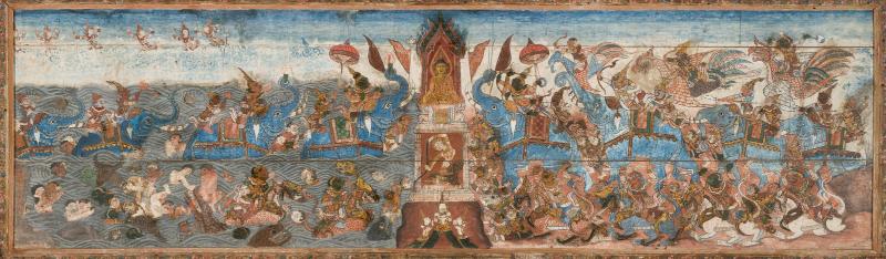 インドネシア　神話　絵画 The Buddha overcomes the demon Mara and his forces, and the Earth