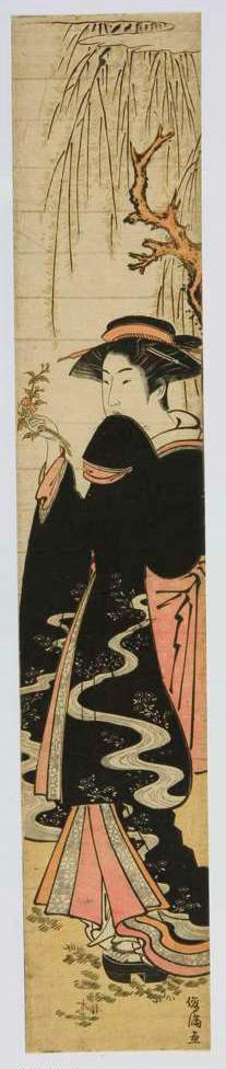 Young woman under a willow tree