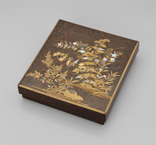 Writing box with motif of autumn plants