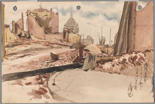 Japantown after the fire, from California Street
