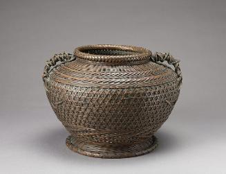 Jar-shaped flower basket with lugs