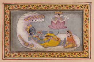 Vishnu reclining on the serpent Ananta in the cosmic ocean