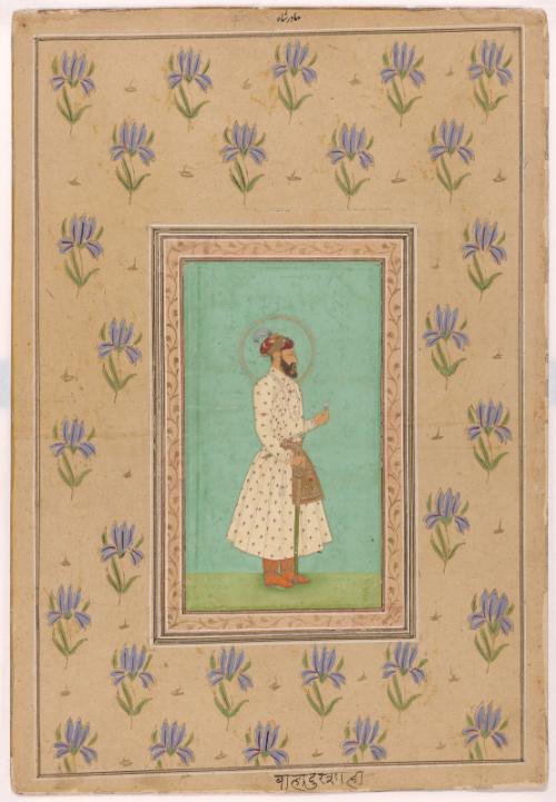A Mughal prince, perhaps the future emperor Bahadur Shah (reigned 1701-1712) or his son Azim al-Shan (front); Page of calligraphy (back)